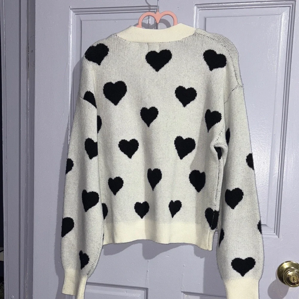 a new day Cream and Black Heart Cardigan - Picture 3 of 4